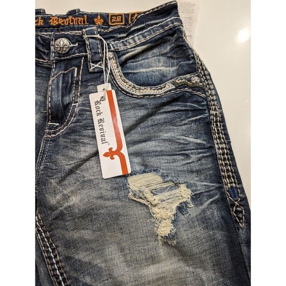 Rock Revival Armie Relaxed Straight Distressed Denim Jeans Men’s Size 29 x 32 - Picture 8 of 9